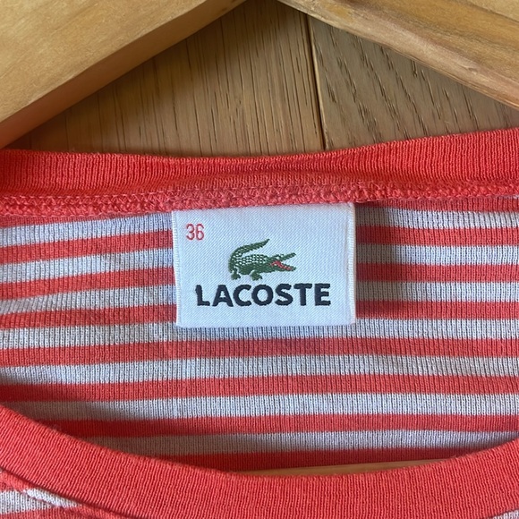 Lacoste striped 3/4 length sleeve tee size 36/xs - Picture 5 of 7